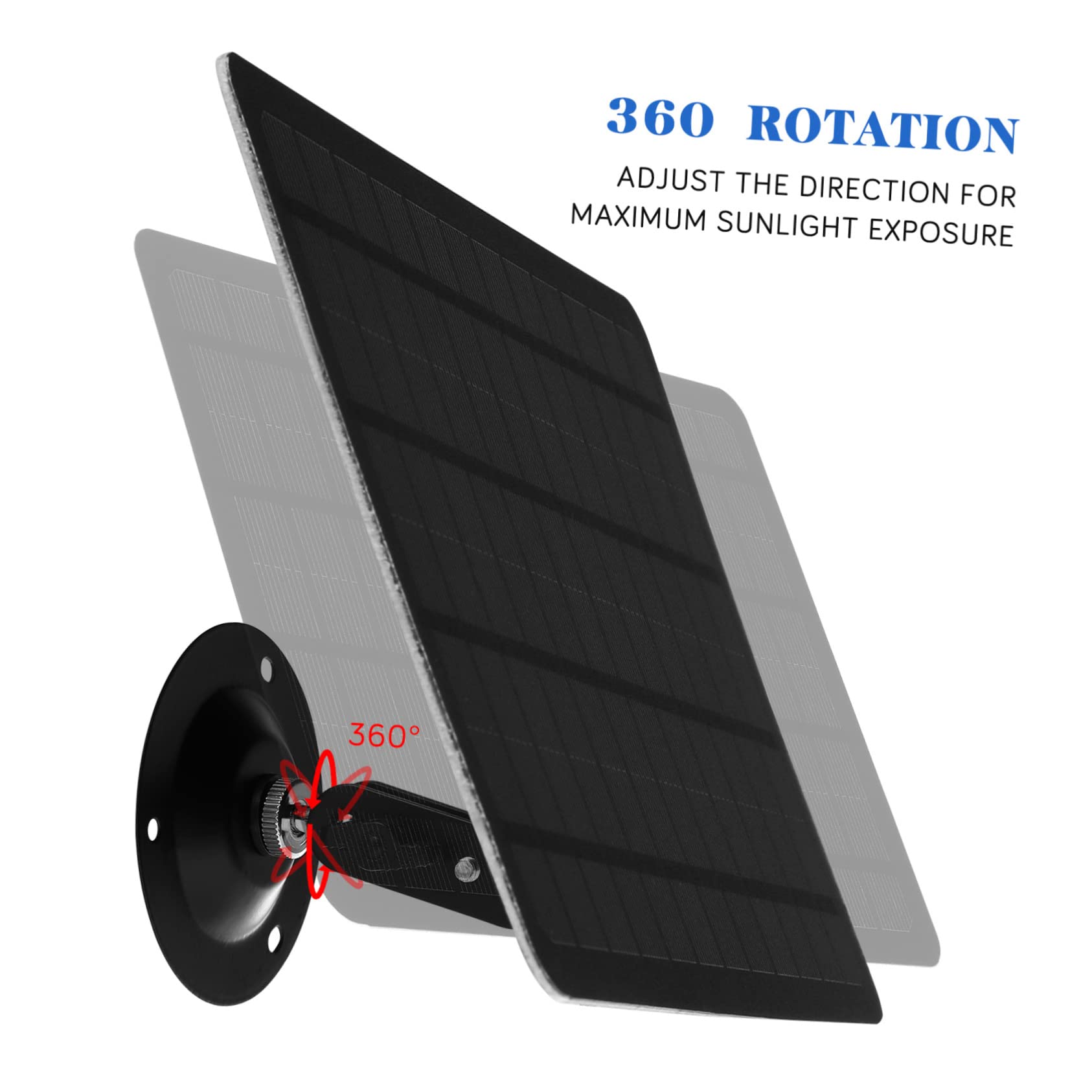 TOYANDONA Panneau Solaire pour Caméra de Sécurité Chargeur à Cellule Solaire Monocristallin Compatible avec Micro USB Portable et Étanche