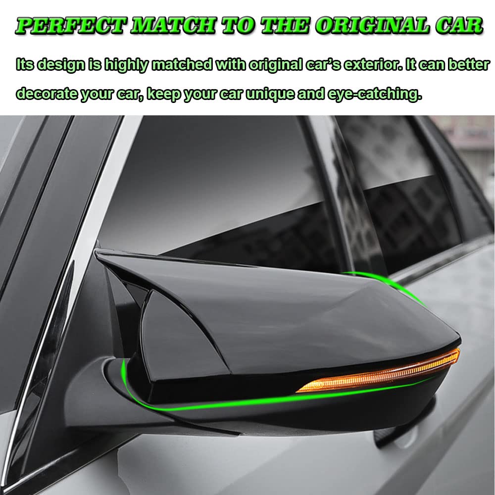 BOYOUS Rear View Mirror Covers For Hyundai Elantra 2021-2025 - Bright Black ABS Caps