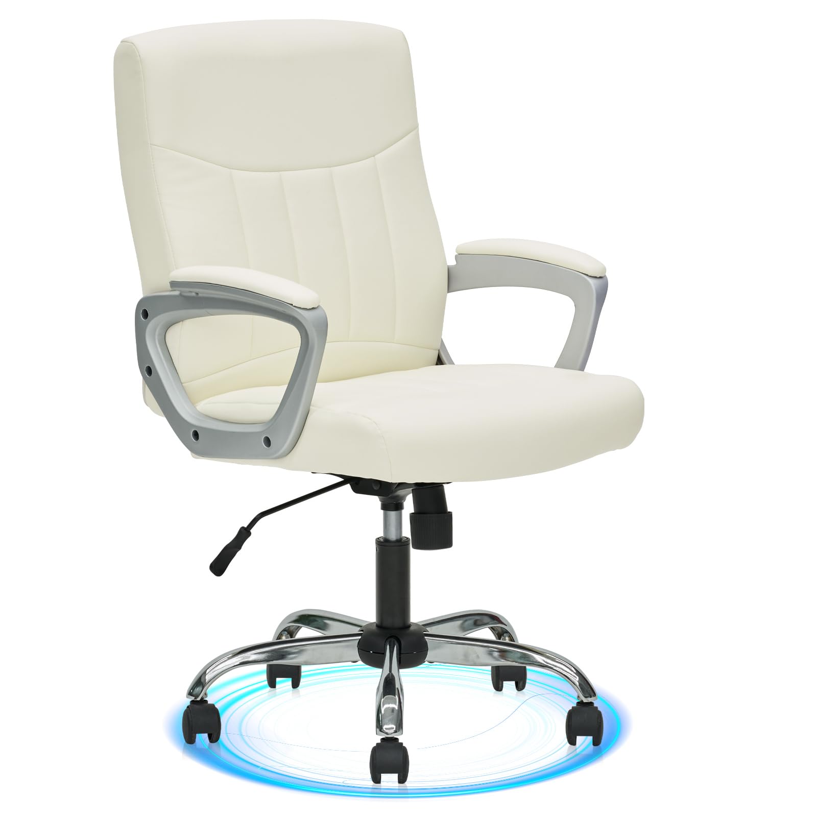 CLATINA Office Computer Desk Chair Executive Mid Back Chair Comfortable Ergonomic Managerial Chair Adjustable PU Leather Home Office Desk Chair Swivel