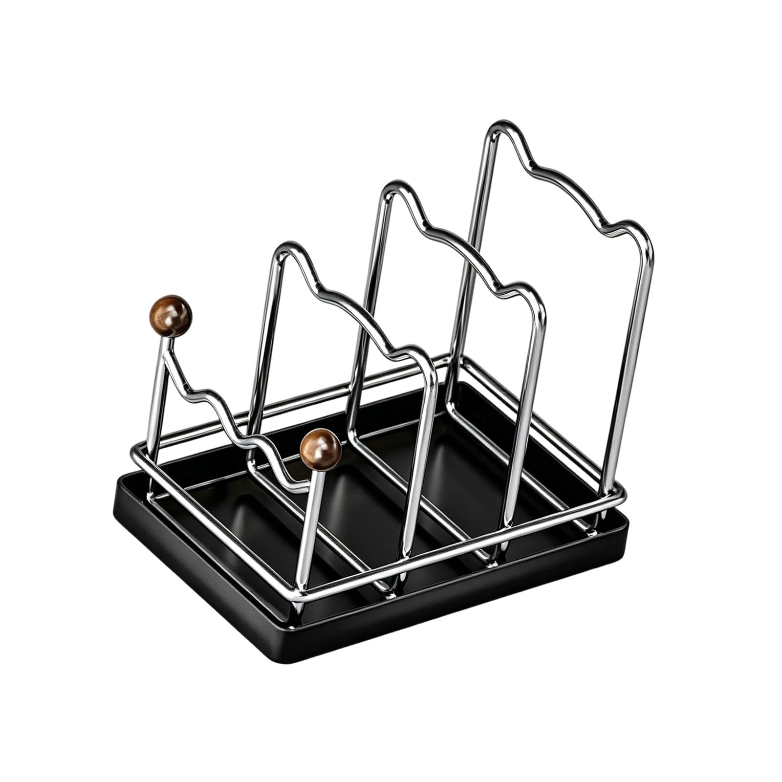 APGLSXY Stainless Steel Pots Lid and Cutting Board Rack with Double Beads Nonslip Feature and Removable Drips Tray for Kitchen Counter Organization Dishes Rack for Countertop