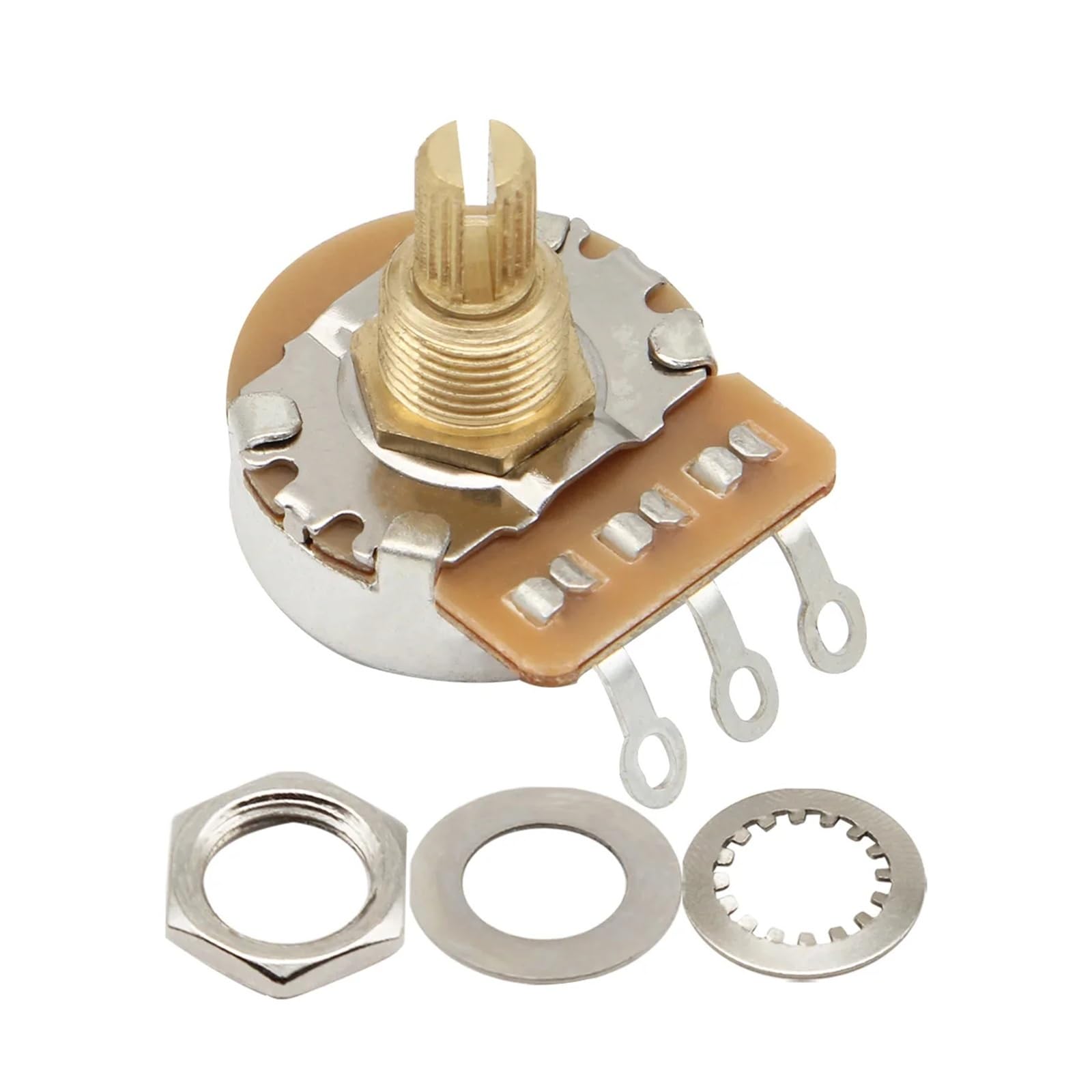 Potenciómetro lineal para guitarra, 10 potenciómetros de guitarra 250k, latón, eje corto 3/8 pulgadas, 24 dientes, 15,5mm(10PCS B250K)