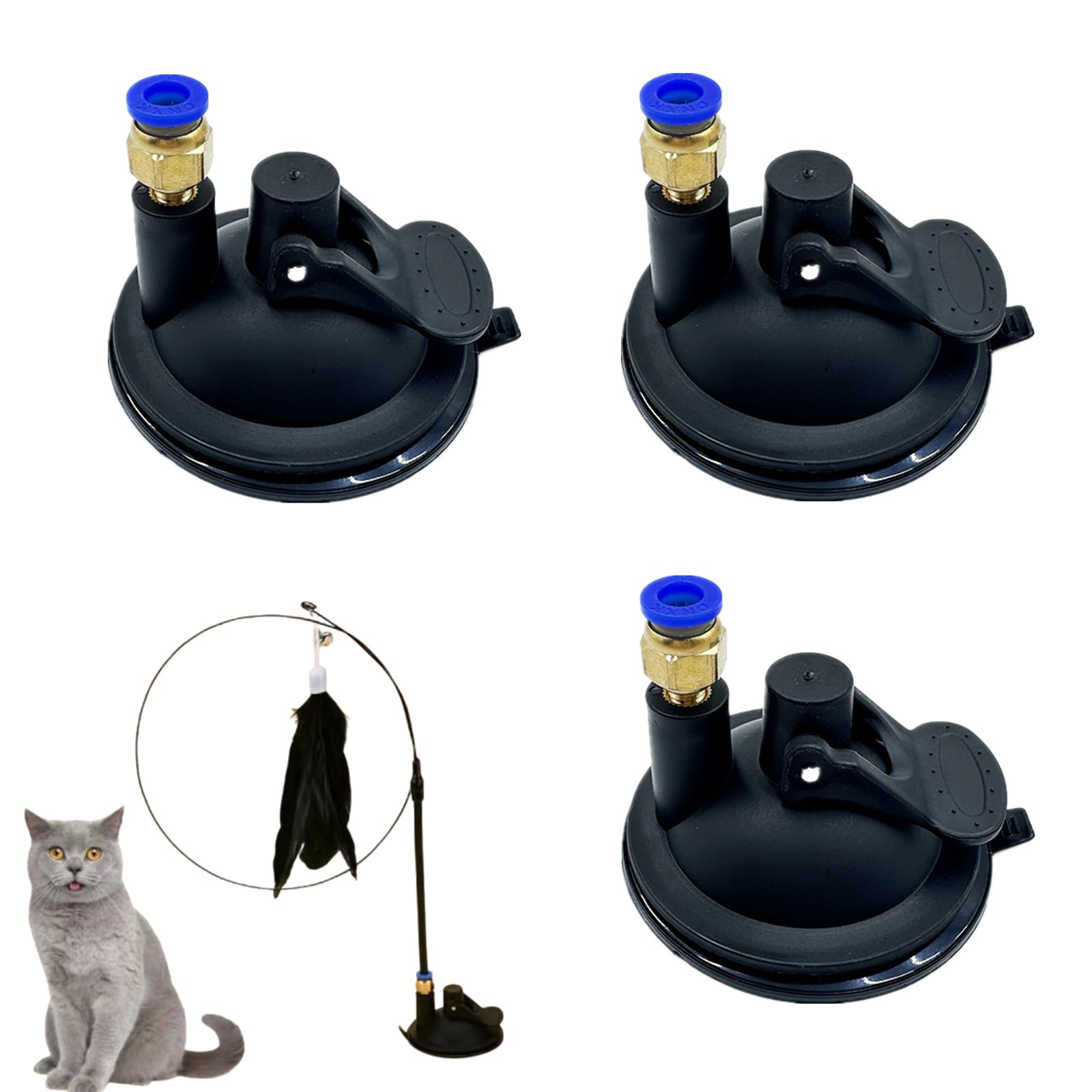 GHYJHS 3PCS Cat Toy Suction Cup Sturdy Cat Teaser Wand Suction Cup Replacement Part (Black)