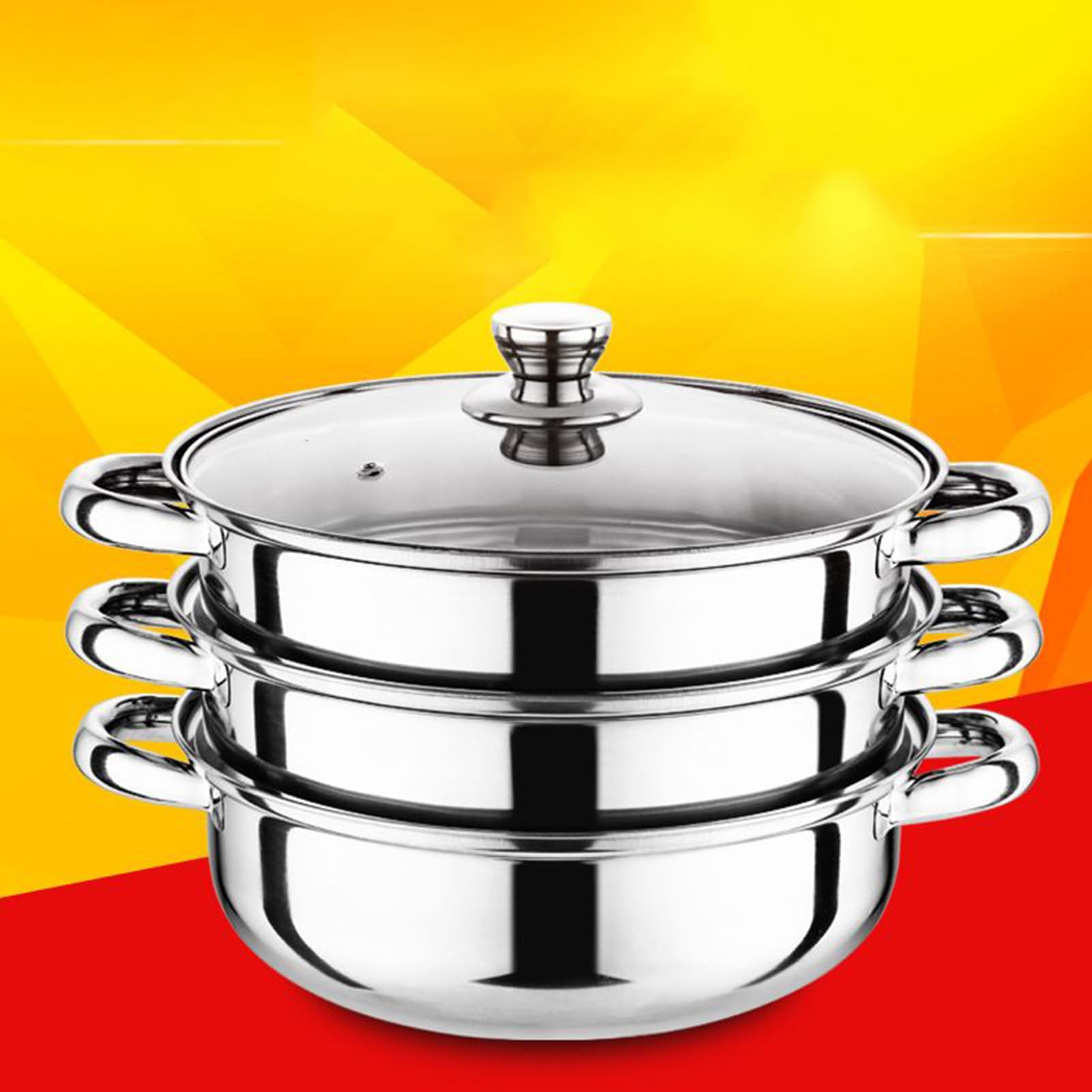 Pot à induction empilable – Ensemble de marmites vapeur en acier | inoxydable à plusieurs niveaux, récipient de cuisson avec couvercle | Équipement culinaire pour raviolis, poisson, légumes, r