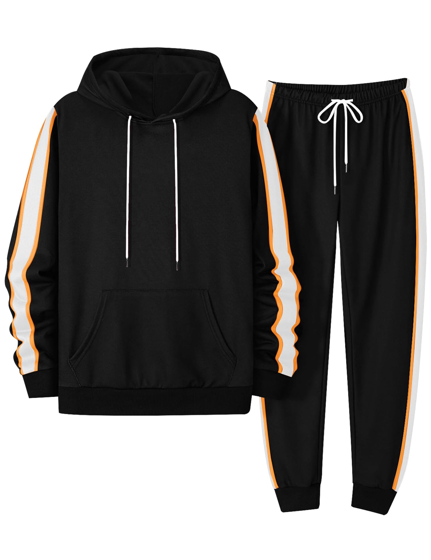 LecGeeMen's 2 Piece Outfits Hoodie Sweatshirt Elastic Waist Joggers Sweatpants Casual Athletic Tracksuit Sweatsuit Set