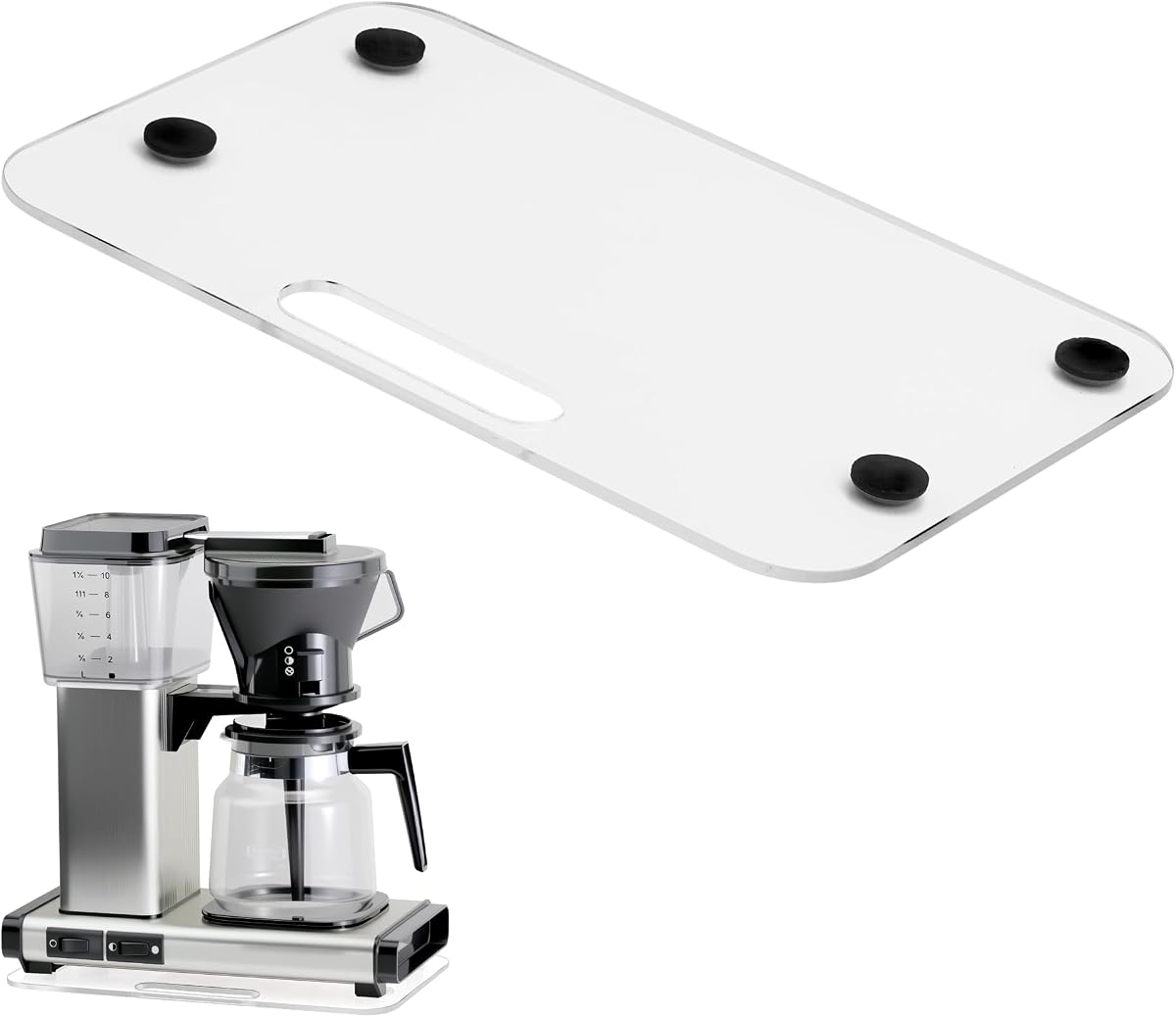 Appliance Slider for Moccamaster Coffee Machine, Acrylic Sliding Tray | for Technivorm Moccamaster 53923 KBGV 79112 KBT 59691 KB, Glides Smoothly Under Cabinet, Protect Countertop, Space Saving