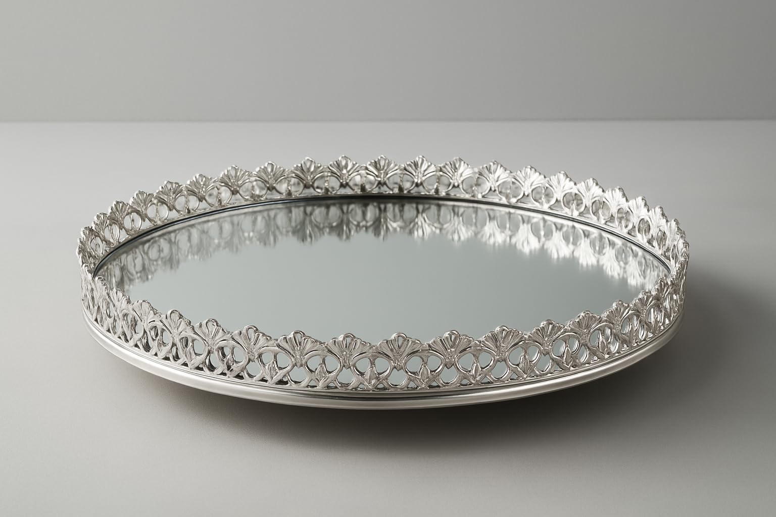 Lot De 3 Plateaux Décoratifs Ronds Avec Miroir – Diamètre 20