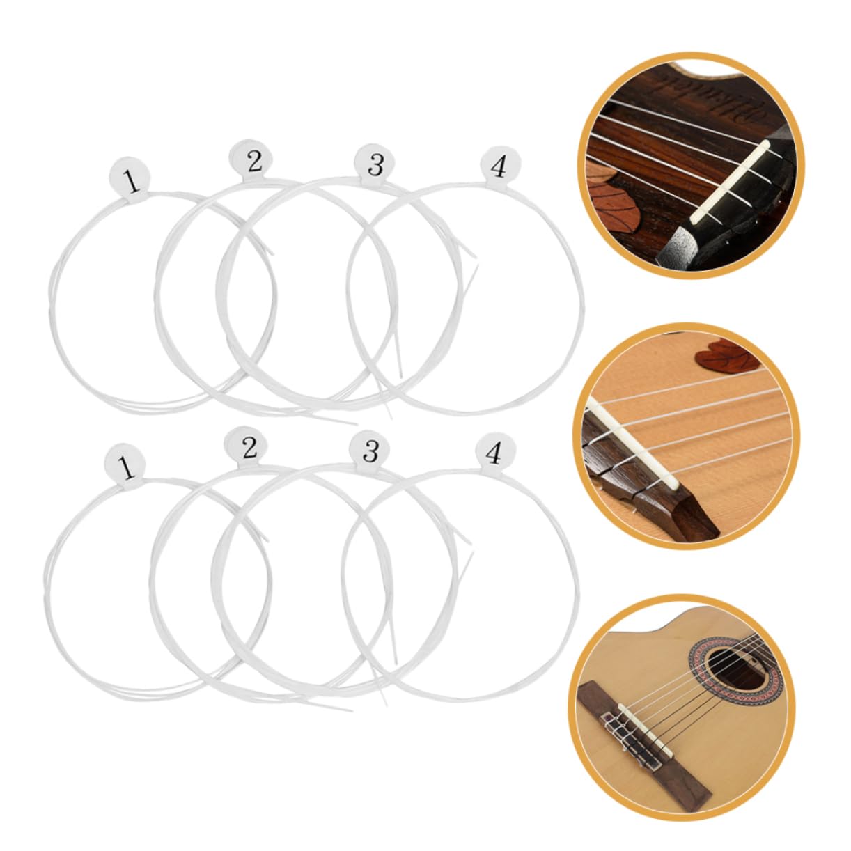 Toddmomy 8pcs String Set Nylon Ukulele String Set Durable Replacement Strings for Soprano Ukulele Bright Sound Music Style and Performers