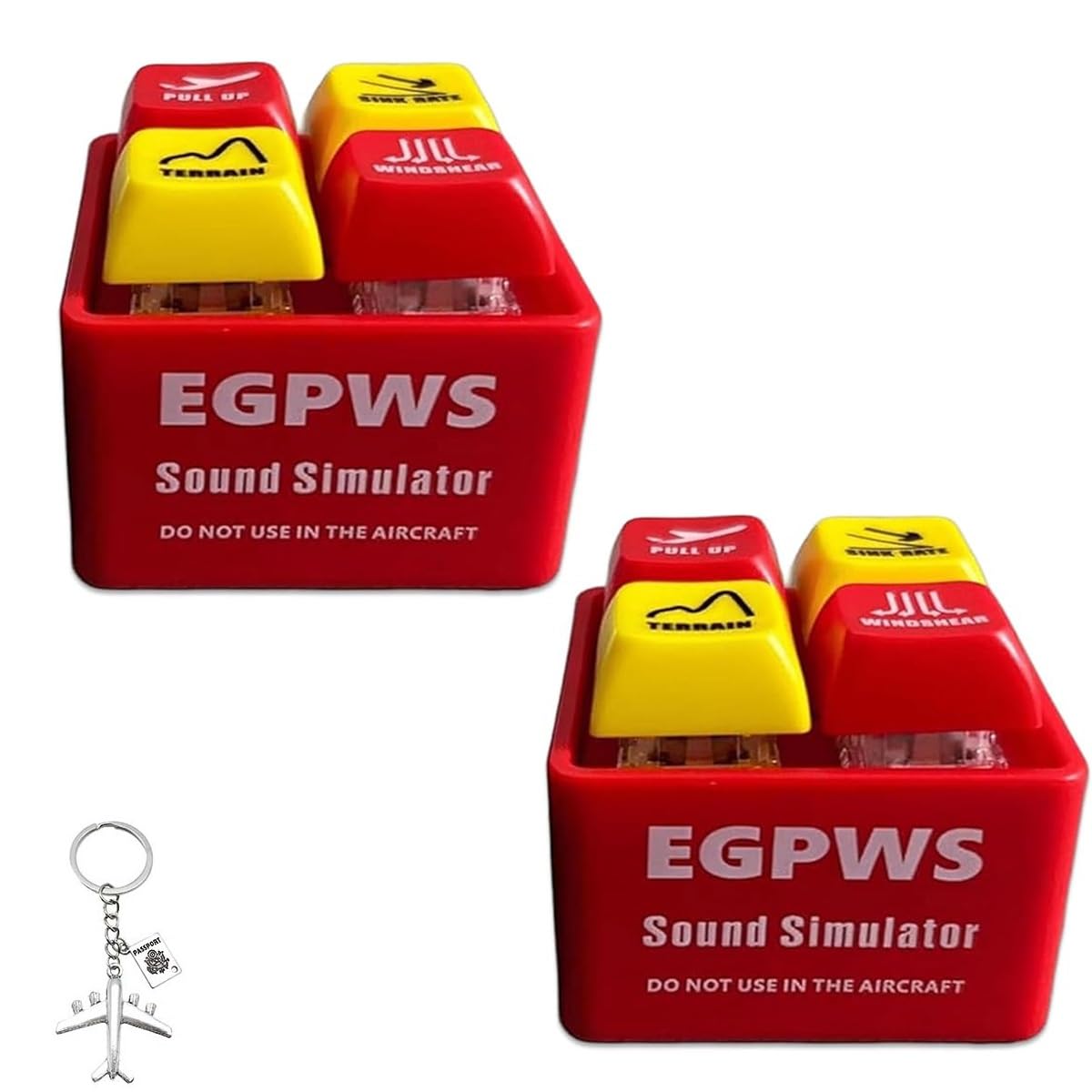 Homtrator Pilot And Crew Alert Keychain Egpws Warning Sound Simulator, Aviation Cockpit Keychain With Bright LED Light, Glowing Emergency Keychains, Unique Key Chain Gift For Aviation Fans