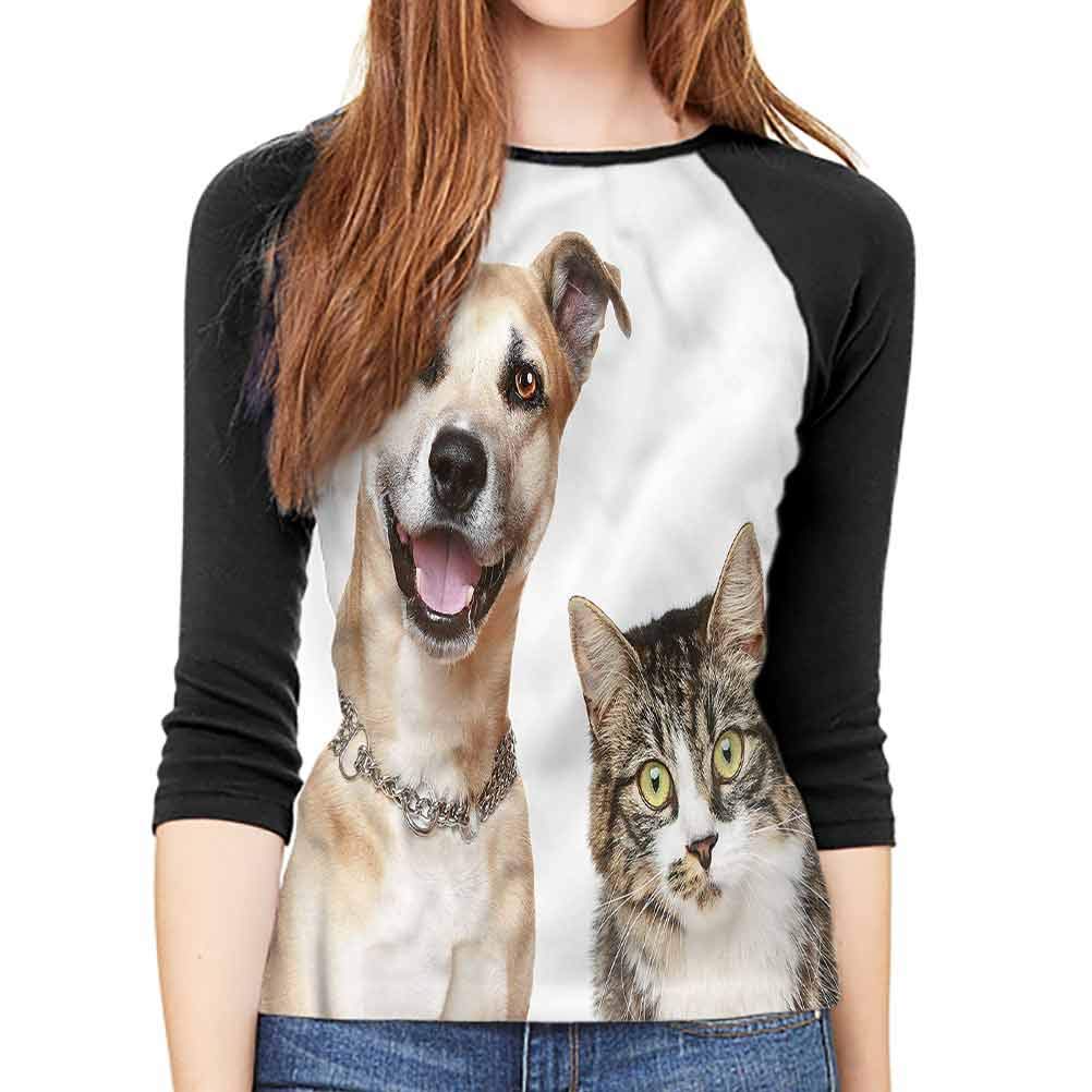 Cat Casual Women's mid-Sleeve T-Shirt Soft to The Touch
