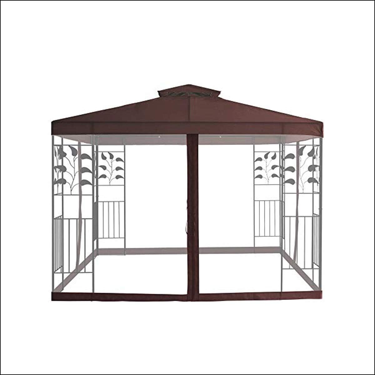 Aquariss Mosquito Side Net with Zipper Fly Screen For Outdoor Garden Patio 3x3m Metal Gazebo - Coffee