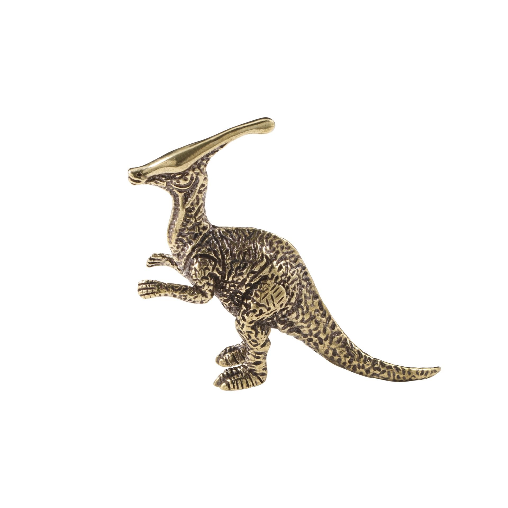 NGDFGR Realistic Brass Parasaurolophus Statue,Metal Sculpture Model-Ideal For Bookshelves Study Rooms Sand Table Bonsai Micro Landscape Decor