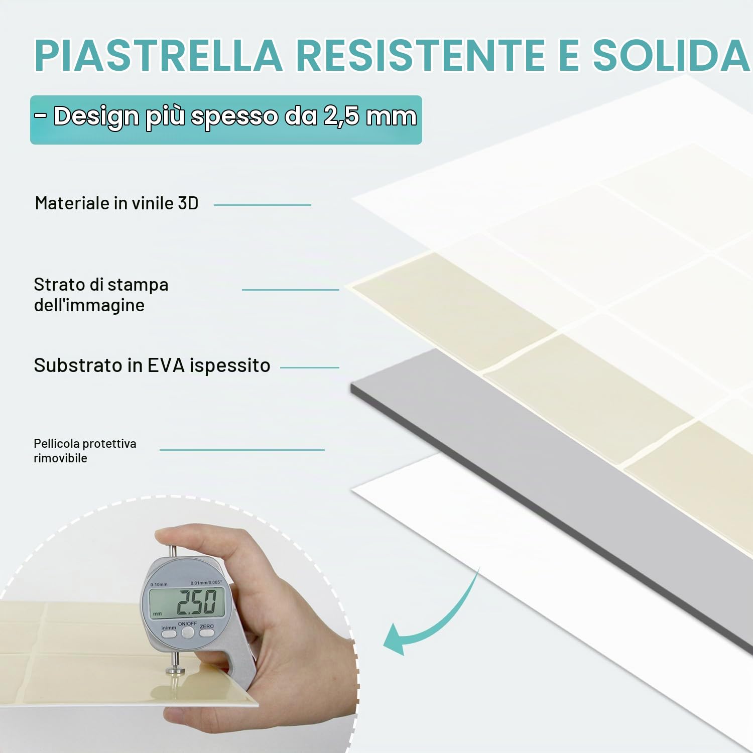Commomy Più Spessi Piastrelle Adesive Cucina Beige, 10 pezzi | Paraschizzi Cucina Mattonelle Adesive Bagno, Vinile Pannelli Decorative 3D per Parete,30,5 x 30,5 cm