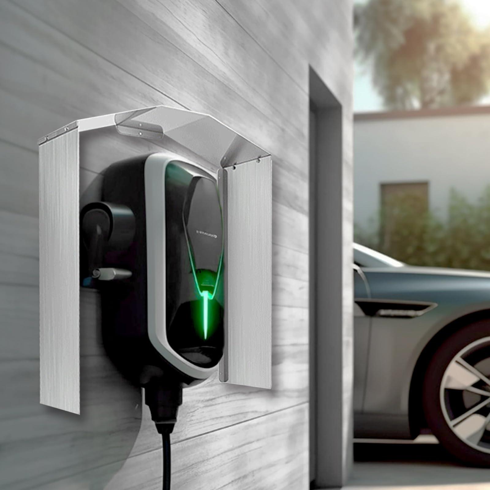 Aisny Wallbox Antipioggia, Tettoia per Auto Elettriche Stazione di Ricarica Tetto di Protezione dalle Intemperie Colonnina di Ricarica Protezione dalla Pioggia Protezione Solare