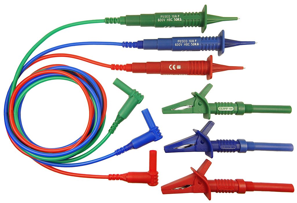 FUSED 3 WIRE TEST LEADS SUITABLE FOR FLUKE 165x SERIES MULTIFUNCTION TESTER (1651 1652 1652B