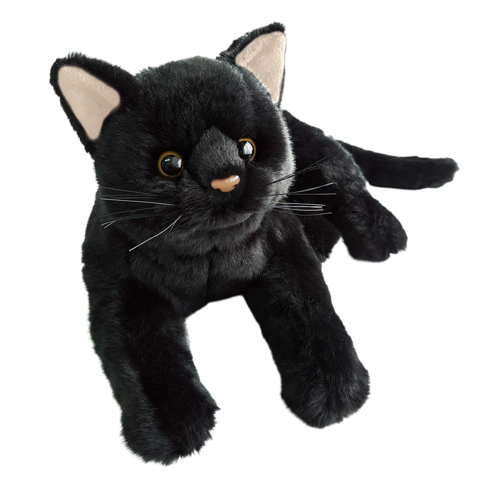 Peluche de Gato Realista, 30,5 cm Lindo Juguete de Peluche de Gato N-egro, Muñeco de Peluche Gato Hechos a Mano, Gatos de Peluche Realistas, Gato Peluche para Dormir, Regalo para Niños Niñas