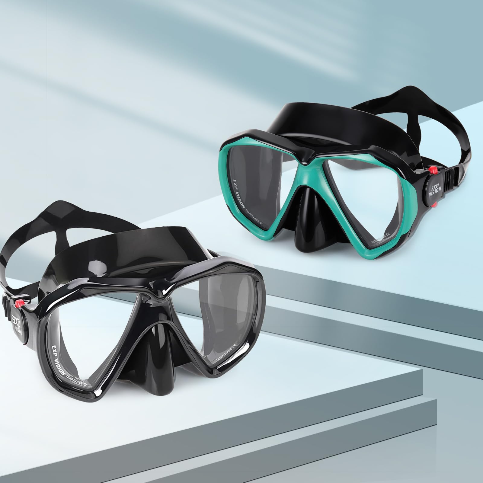 Snorkel Diving Mask Panoramic HD Swim Mask, Anti-Fog Scuba Diving Goggles,Tempered Glass Dive Mask Adult Youth Swim Goggles with Nose Cover for Diving, Snorkeling, Swimming
