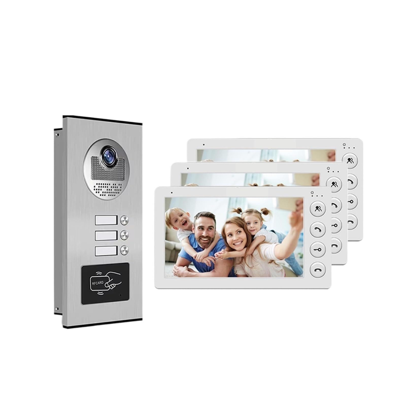 Videocitofono Domestico da 3 unità for Appartamenti Citofono(4 Unit Intercom Set)