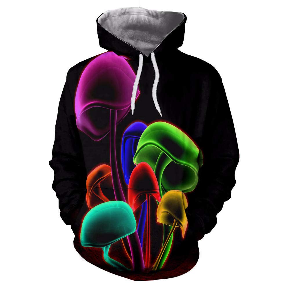 Pull imprimé drôle champignons colorés 3D sweat à capuche enfant cadeau idéal