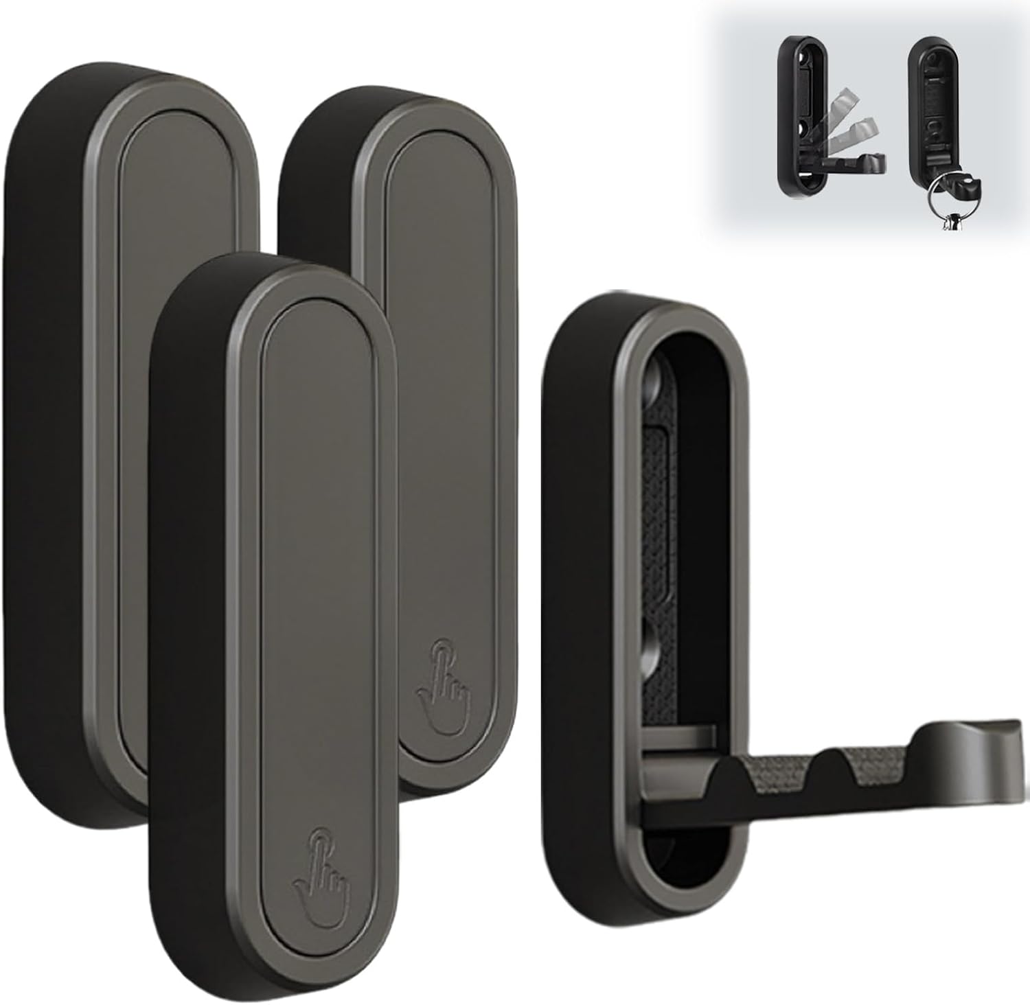 Foldable Wall Hooks, Coat Hooks, Space-Saving Coat Hooks, Heavy Duty Folding Metal Wall Hooks for Hanging Coats, Scarves, Hats, Bathrobes, Clothes,Keys, Bags,(Black, 4 Pack)