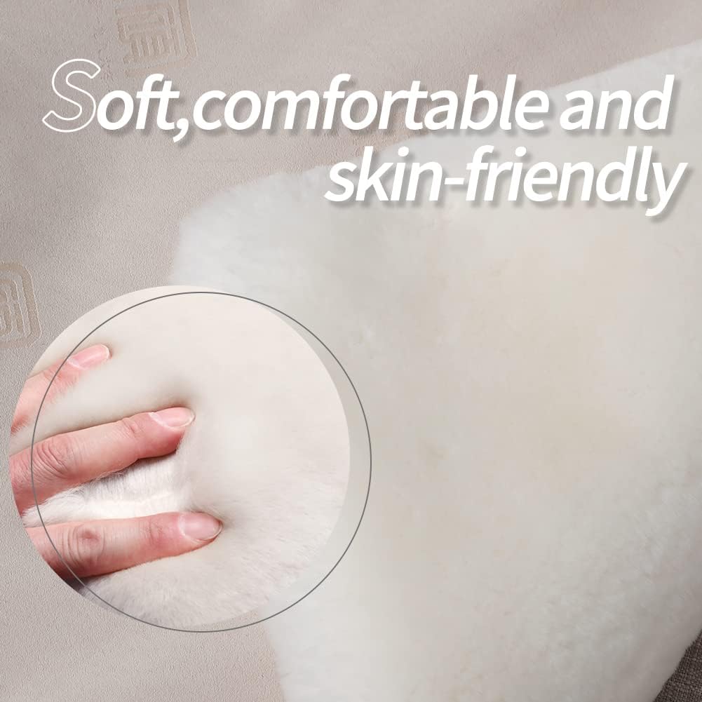 LLB Luxury Genuine Sheepskin Throw Pillow Covers Soft Fluffy Solid Decorative Square Couch Pillow Covers 18"x18" Pillowcase Cushion Case for Sofa Bedroom Car Bed, No Pillow Insert Shearling Pearl