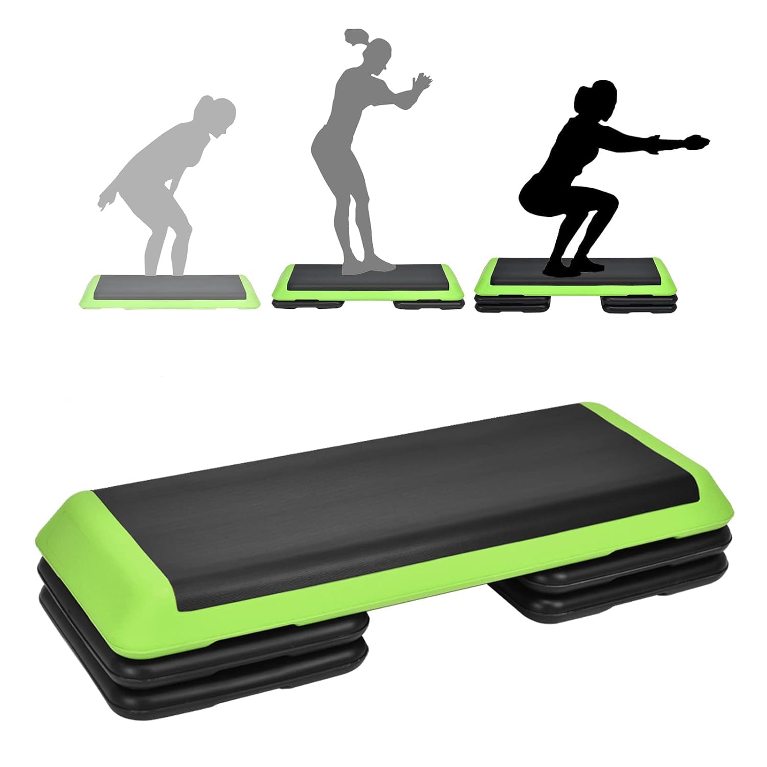 Dolphy Workout Aerobic Stepper | 4” 6” 8” Levels Height-Adjustable Exercise Step Platform, 43 Inch Fitness Step for Exercise, Lightweight Workout Fitness Exercise Step Platform for Home, Gym- (Green)-picture-21