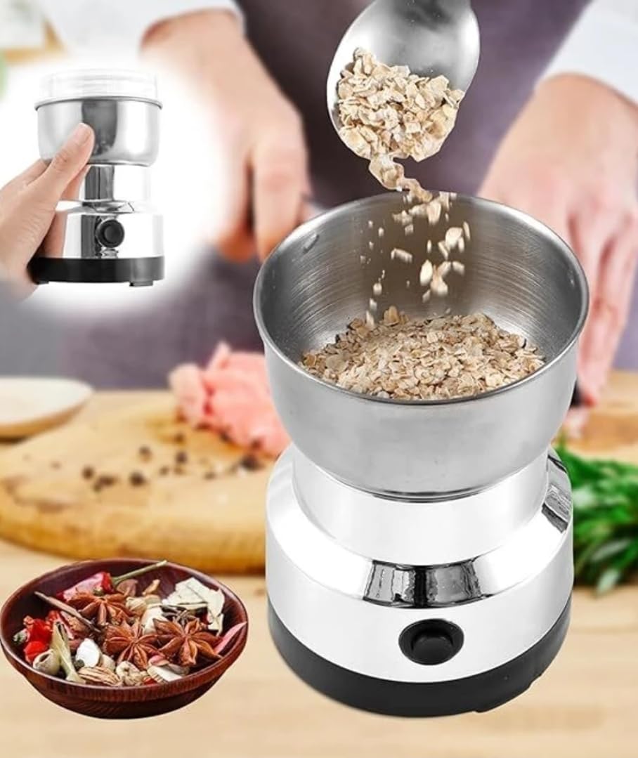 Electric Spice and Grain Grinder with Stainless Steel Bowl | Multi-Use Grinding, One-Touch Operation, Compact Design, Spices & Cereals, Easy to Clean-image-4