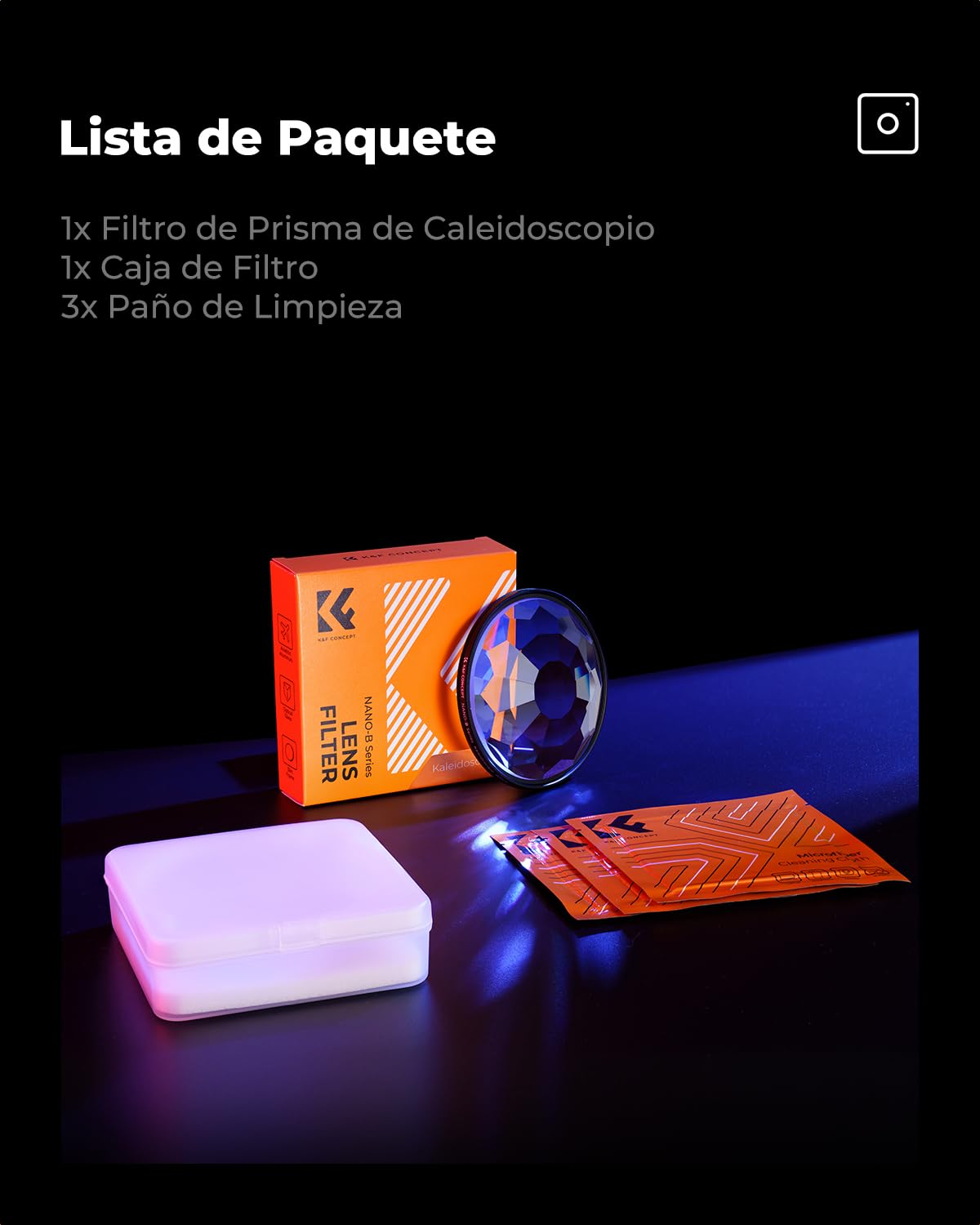K&F CONCEPT Nano-Basic Filtro de Lente de Prisma de Caleidoscopio, Filtro de Efecto Prisma Caleidoscopio de Vidrio Óptico para Objetivo 67mm con 3 Paños de Limpieza