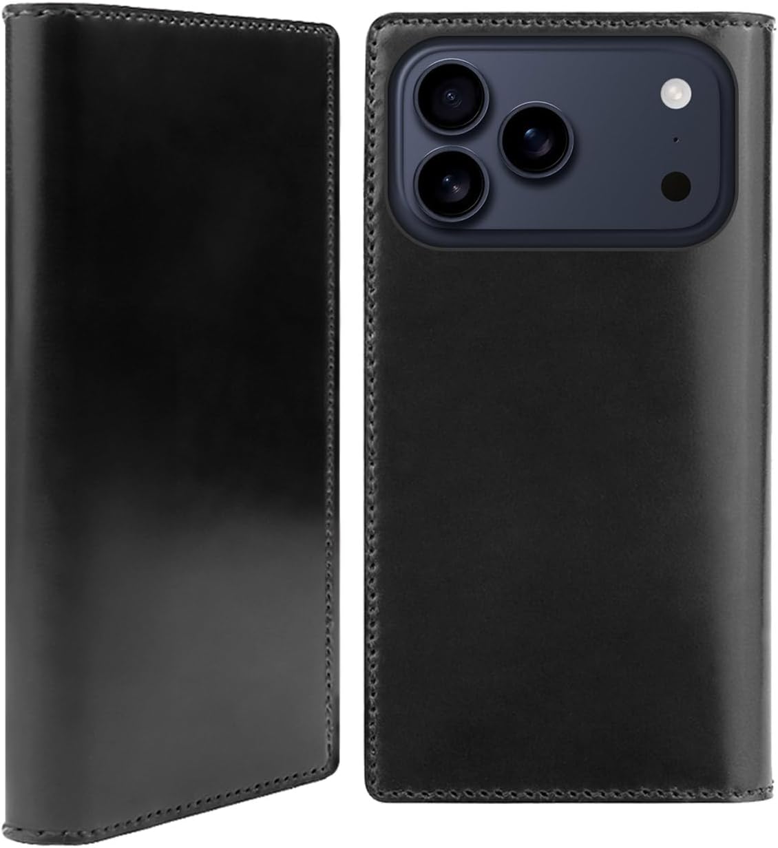 Abbi Signature iPhone 17 Pro Max Case, Made in Japan, Shell Cordovan Made in Japan, Material [Italian Horse Leather, Artisans Handstitched, MagSafe Compatible, Wireless Charging] Black ABS28183i17PM