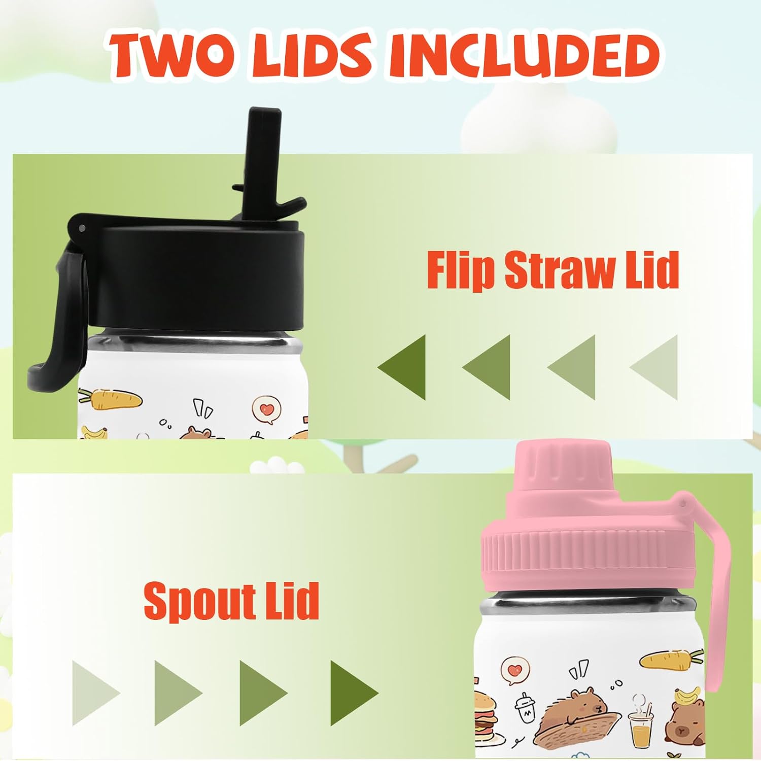 Capybara Gifts for Kids - 18oz Capybara Water Bottle with Straw Lid, Kids Stainless Steel Insulated Water Bottle, Leak Proof, BPA-Free, Animals Cup for School, Travel, Birthday Gift Cup for Teens - Image 4