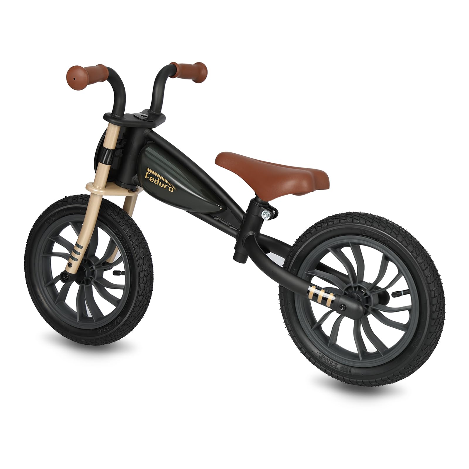 QPLAY Balance Bike Feduro Bicicletta senza pedali per bambini da 3 a 6 anni, bici d'equilibrio con sella regolabile in altezza, ruote da 12 pollici a camera d'aria all terrain, fino 30 kg