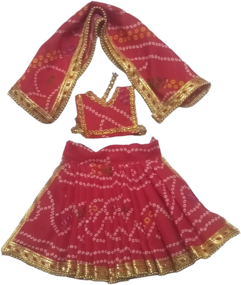 DAU JI Enterprises Navratri Special Latest Designed Dress for Durga MATA Rani in Red Color(Set of 1 Complete Dress of Durga MATA) (for 12 inches Murti)