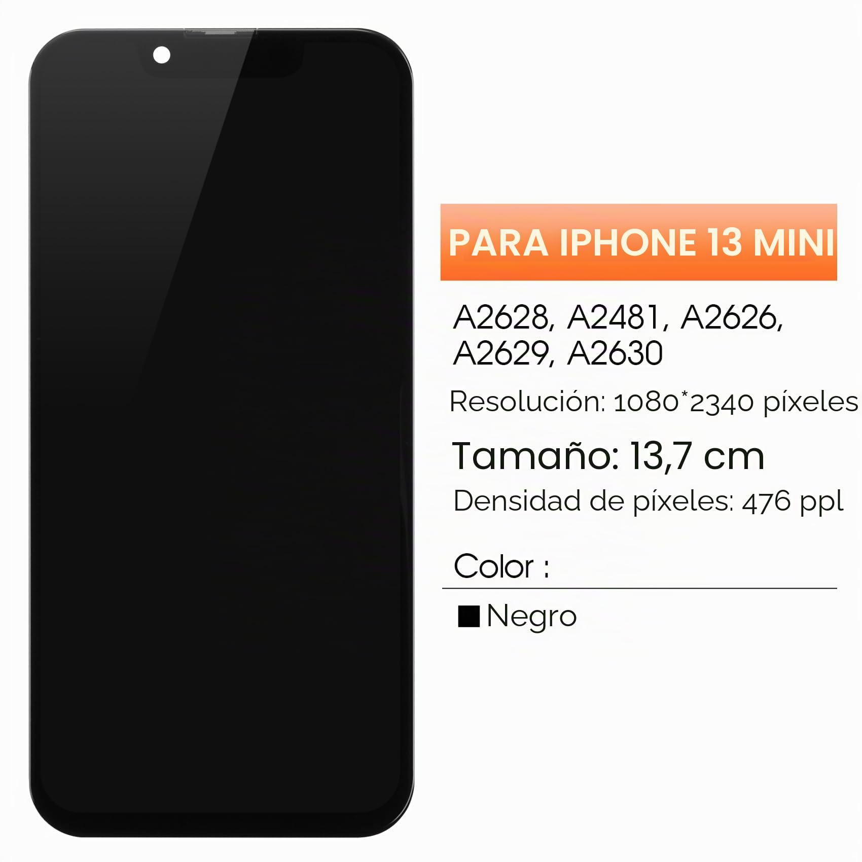 AGCUT Pantalla LCD de repuesto para iPhone 13 Mini 3D Touch para iPhone 13 Mini A2481 A2626 A2629 A2630 A2628 5,4 pulgadas LCD pantalla táctil digitalizador montaje + herramientas, color negro
