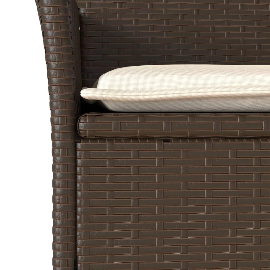 Set da bistrò marrone in polyrattan con vetro, 3 pezzi