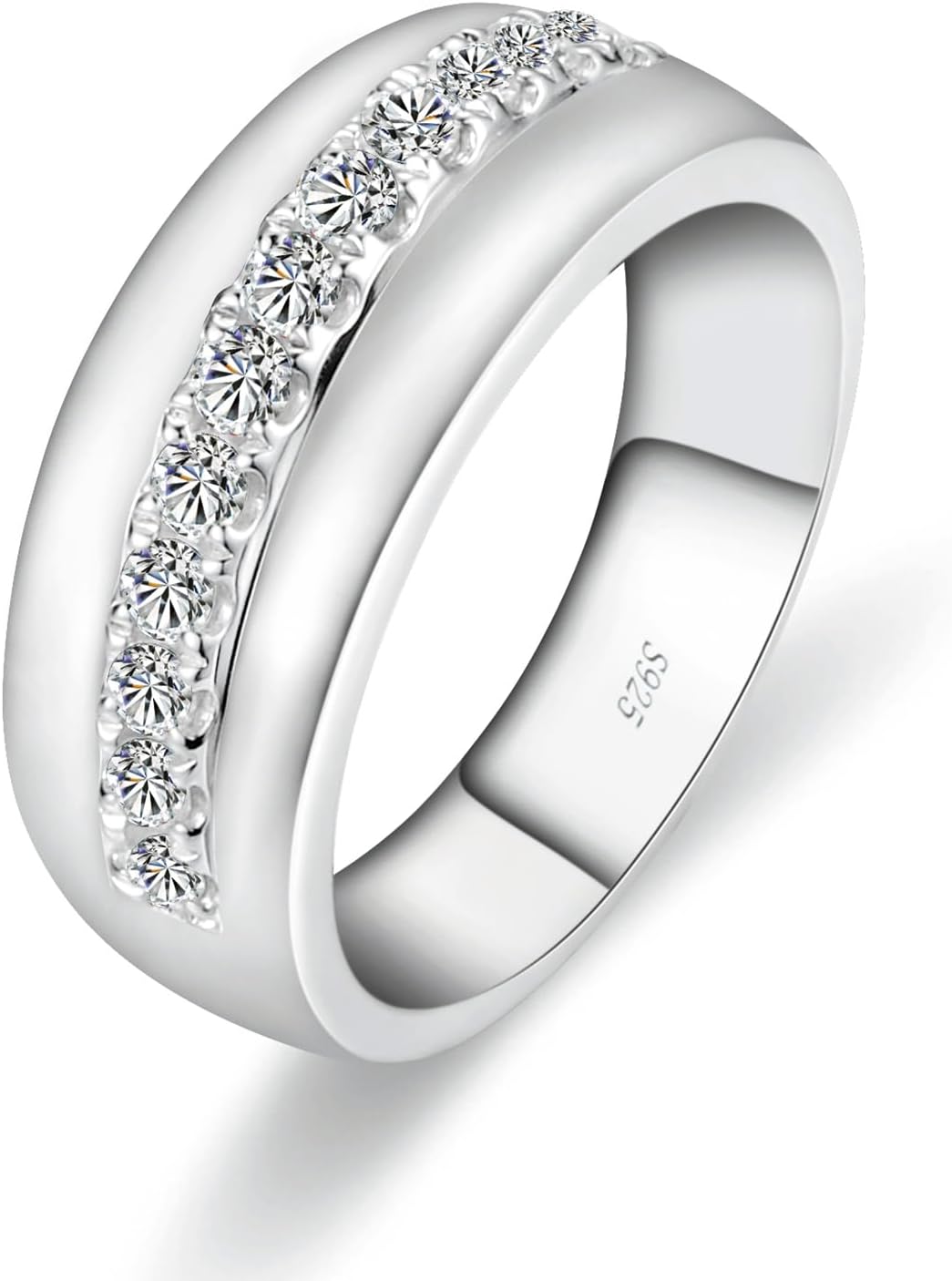 Moissanite Wedding Rings for Women,925 Sterling Silver Plated 18K White Gold,D Color VVS1 Moissanite Half Eternity Promise Rings for Her Gift