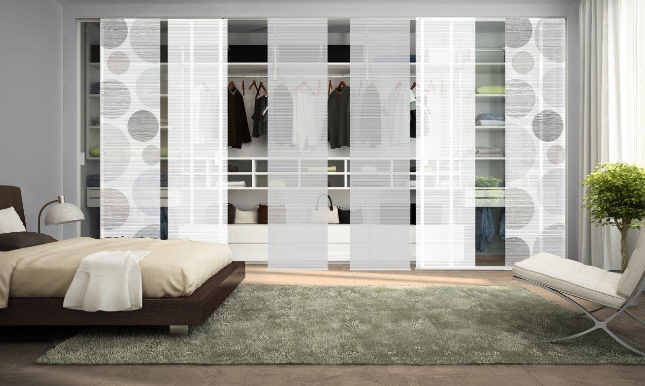 Vision S 96553 6er-Set Schiebegardinen Borden halbtransparenter Stoff in Bambusoptik 6X 260x60 cm, Farbe:grau