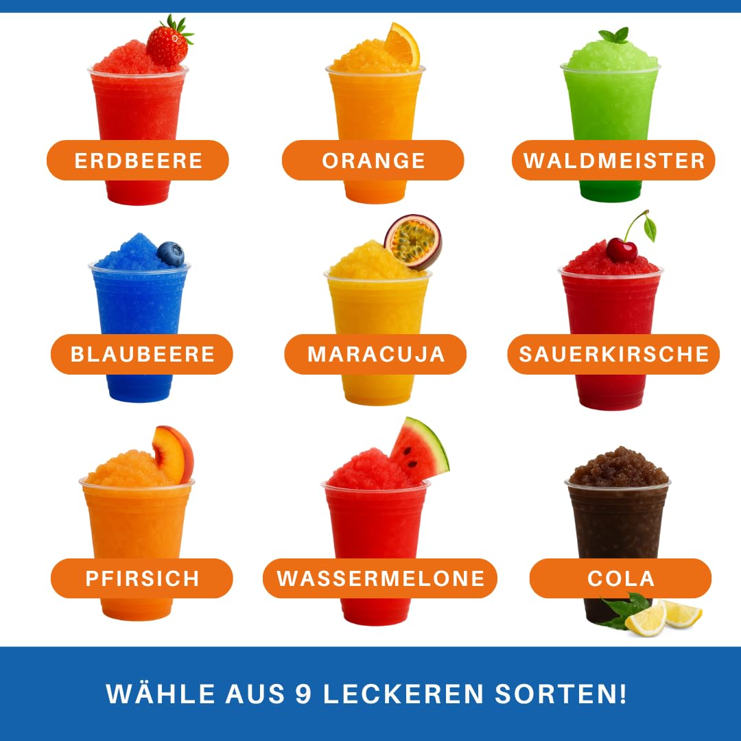 A. Becker´s Slush Sirup für Slushy Eis | Ohne Azofarbstoffe | 5L Blaubeere | Vegan | 1L Konzentrat ergibt 6L Eis | Getränkesirup für Zubereitung in der Slushie Maschine oder im Mixer