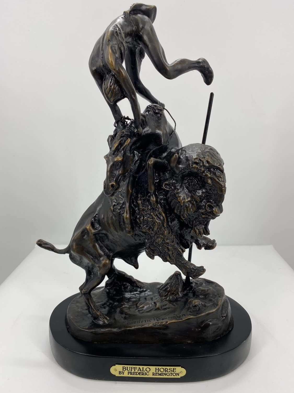 Frederic Remington Buffalo Horse Sculpture - Mini