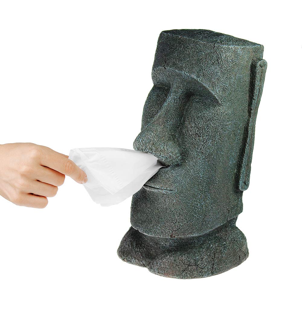 Produktbild von Moai Statue Taschentuchbox Aus Harz – Dekorativer Papierspender, Witziges Osterinsel-Design Für Wohnzimmer, Büro & Bad