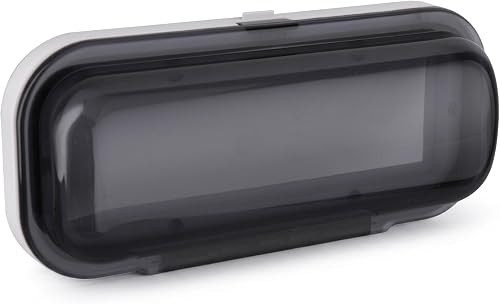 Pyle Water Resistant Marine Stereo Cover - Smoke Colored Heavy Duty Boat Radio Protector Shield with Flip-up Door & Spring Loaded Release - Mounting Gasket Included - Pyle PLMRCW1,White