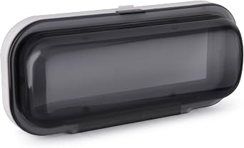 Pyle Water Resistant Marine Stereo Cover - Smoke Colored Heavy Duty Boat Radio Protector Shield with Flip-up Door & Spring Loaded Release - Mounting Gasket Included - PLMRCW1