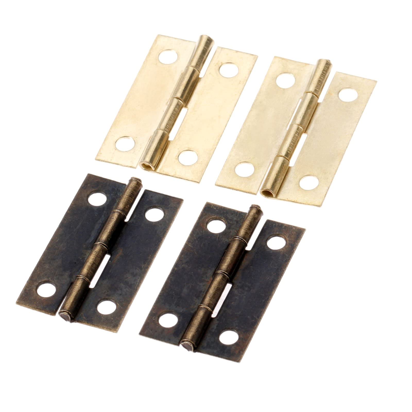 Nvsfzgiyg Antique Bronze Hinge, 10Pcs 30Mm18mm /Yellow 4 Holes Decor Furniture Hardware Door Drawer Cabinet Cupboard(Antique Bronze)