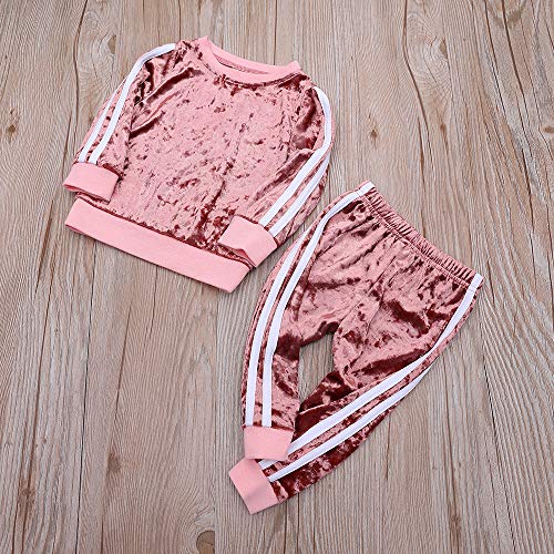 Image of Mary ye 2Pcs Fashion Toddler Baby Girl Velvet Sweatshirt Tops Pant Set Tracksuit