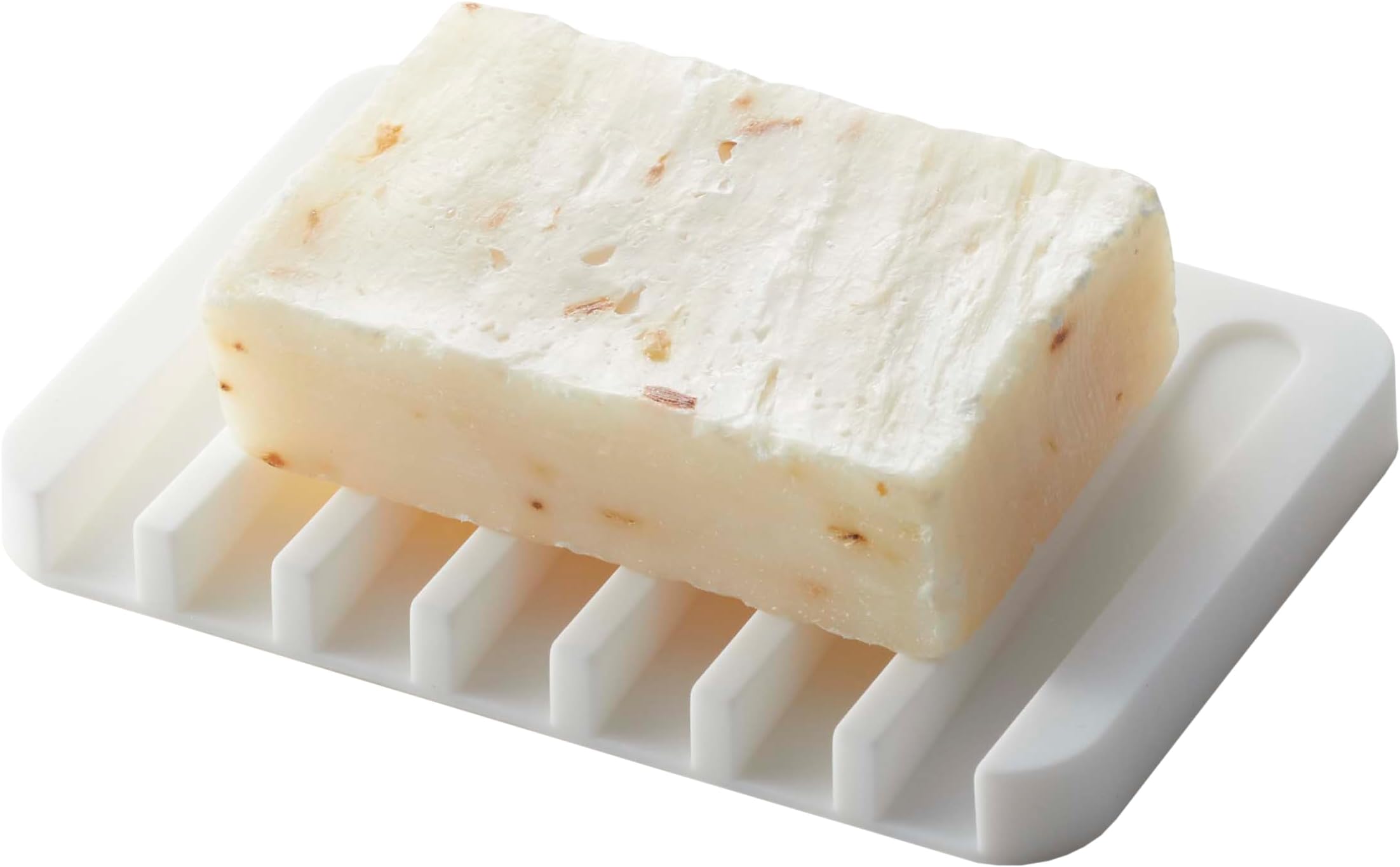 Home Self Draining Soap Tray-Silicone Holder Dish for Sink, One Size, White