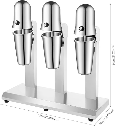 Miniatura 2 de Máquina de batido de leche, máquina de batido de 3 cabezales con 6 tazas, 110 V60 Hz 18000 rpm máquinas de batido de leche de acero inoxidable,
