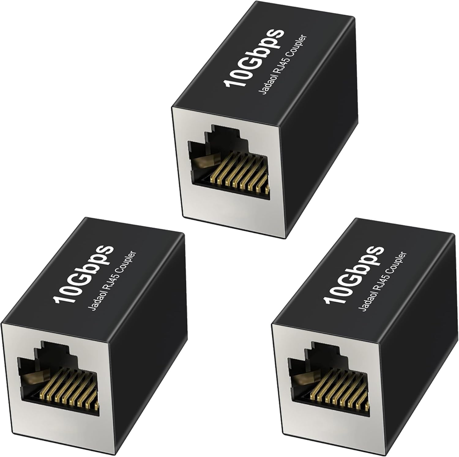 Jadaol [UL Listed] RJ45 Coupler 10Gbps Shielded, Gold-Plated Contacts, Aluminum Alloy Inline Ethernet Extender, PoE Supported Female-to-Female Adapter for Cat8/Cat7/Cat6a/Cat6 Cables, 3-Pack Black - Amazon product rated Grade B