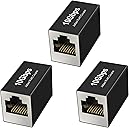 Jadaol [UL Listed] RJ45 Coupler 10Gbps Shielded, Gold-Plated Contacts, Aluminum Alloy Inline Ethernet Extender, PoE Supported Female-to-Female Adapter for Cat8/Cat7/Cat6a/Cat6 Cables, 3-Pack Black