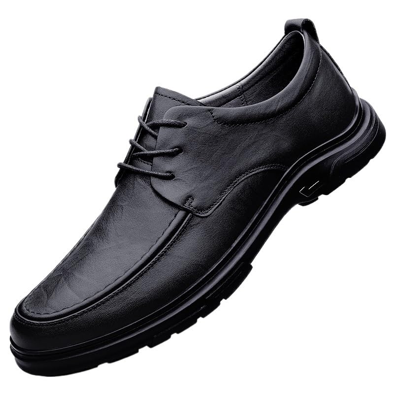Mens All-Match Casual Loafers Shoes Stylish Comfortable Lace-up Dress Genuine Leather Shoes for Men