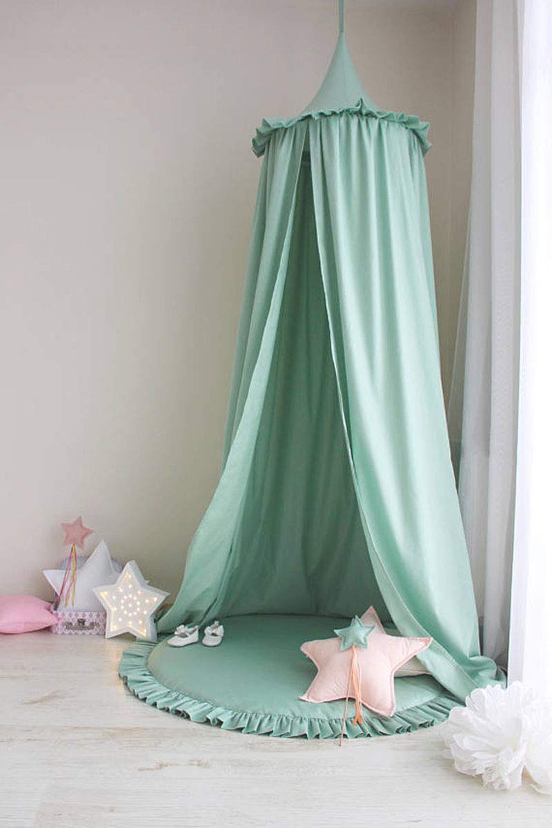Tenda sensoriale, Baldacchino da Letto in Cotone con Cupola Rotonda, Tenda da Gioco Princess, for la Decorazione della Camera da Letto(Green)