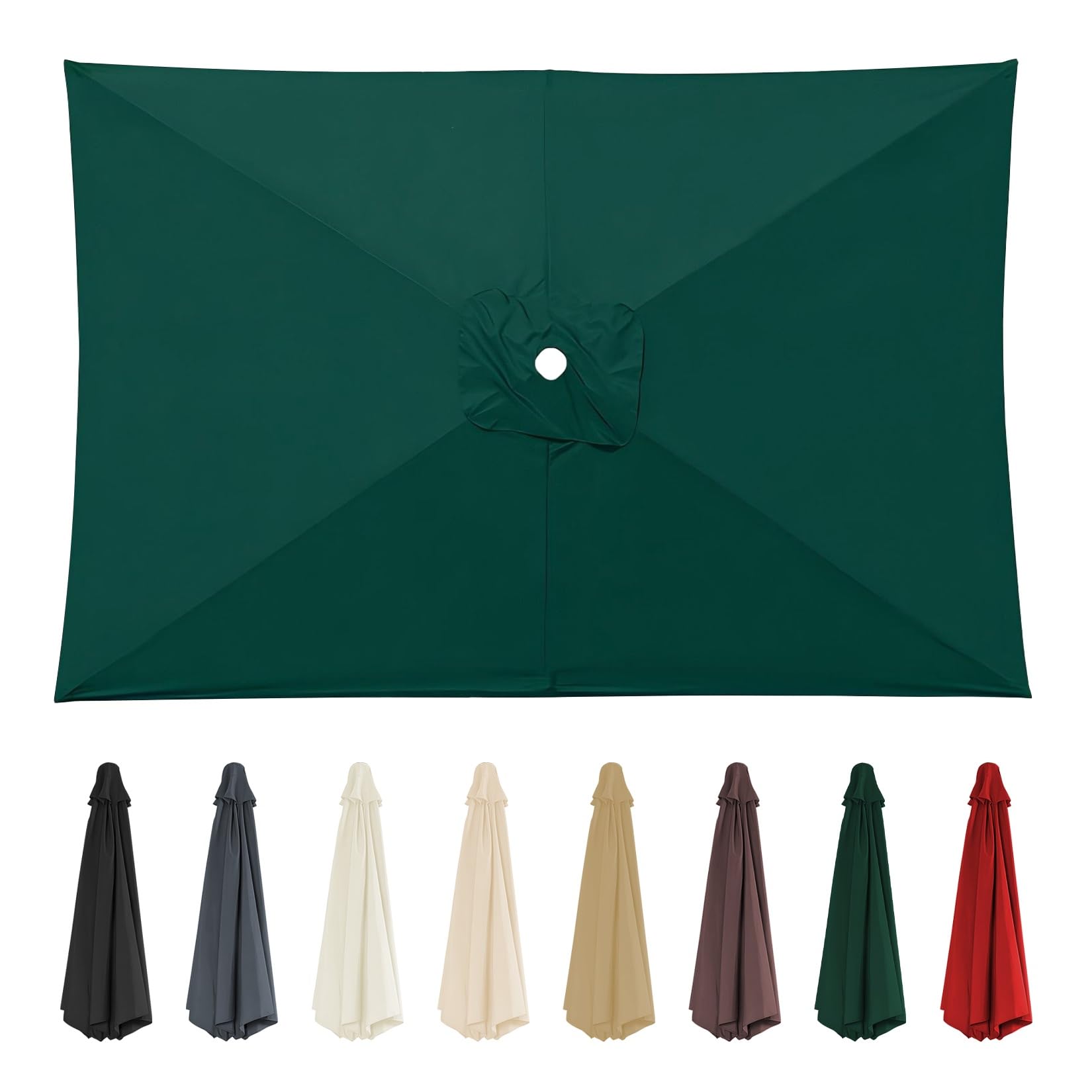 ESOYAWE Dessus De Parapluie De Remplacement pour Parasol De Cour Jardin Plage, Auvent De Remplacement pour Parasol Colonne Central De 6 Baleines, 2m×3m Rectangulaire Auvent Housse De Rechange