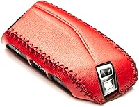 Vista 5 de Vitodeco Funda protectora de cuero genuino para llavero compatible con BMW modelos 2023-2026 4 botones Rojo